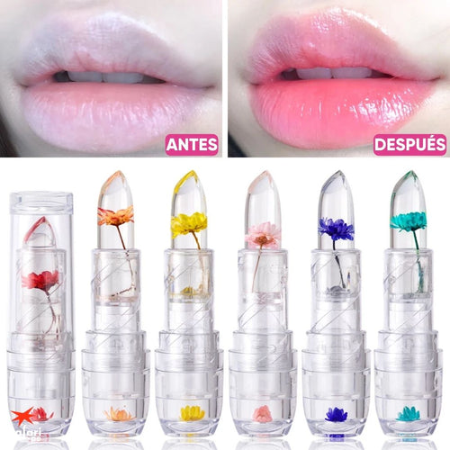 LABIAL HUMECTANTE TRANSPARENTE CON FLOR Y GELATINA