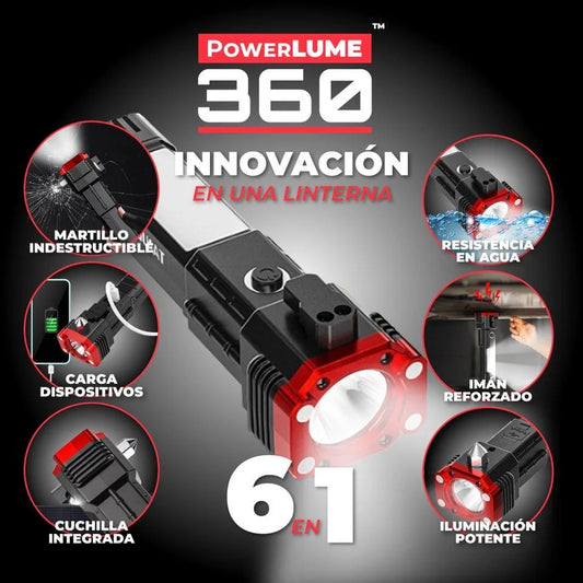 PowerLume - Linterna Martillo Cargador Multifuncional 6 en 1