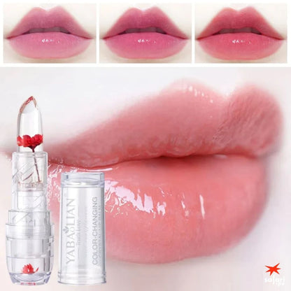 LABIAL HUMECTANTE TRANSPARENTE CON FLOR Y GELATINA (PACK DE 3 LABIALES)➕ ENVIO GRATIS🎁