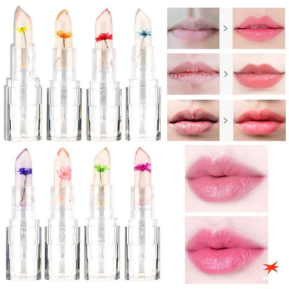 LABIAL HUMECTANTE TRANSPARENTE CON FLOR Y GELATINA (PACK DE 3 LABIALES)➕ ENVIO GRATIS🎁