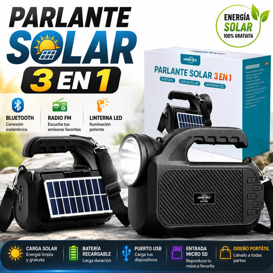 PARLANTE SOLAR 3 EN 1