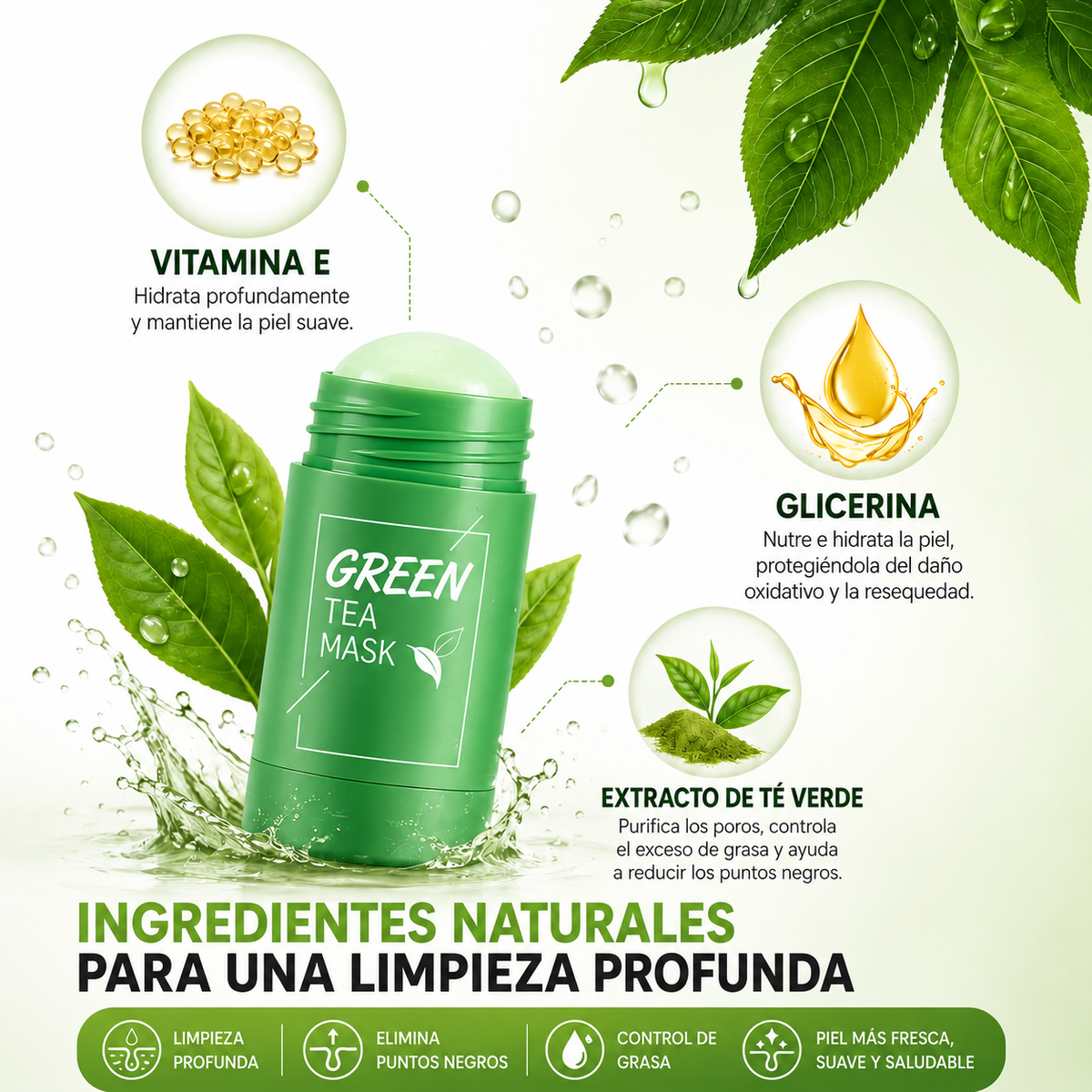 Green Mask: Mascarilla Facial de Té Verde Anti Puntos Negros