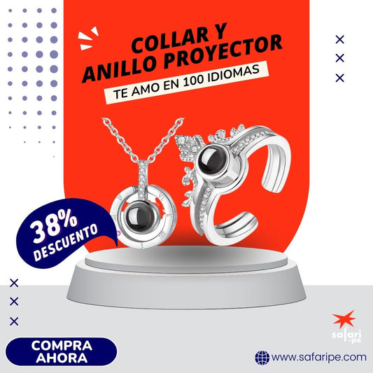 COLLAR + ANILLO PROYECTOR - TE AMO EN 100 IDIOMAS