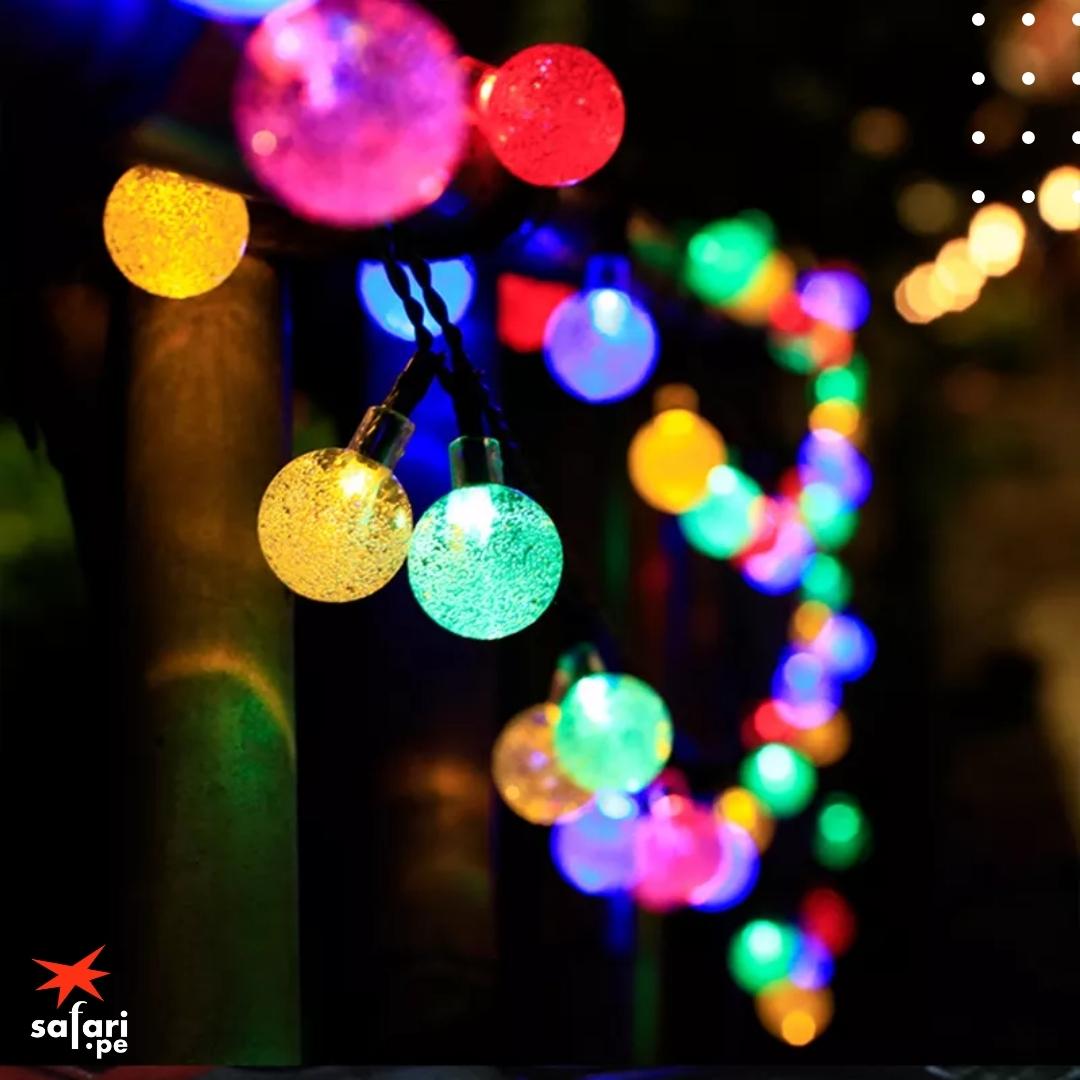 🌟 LUCES LED SOLAR BOLITAS MULTICOLOR 🎄 6 METROS