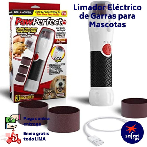 PAW PERFECT: LIMADOR ELÉCTRICO DE UÑAS Y GARRAS DE MASCOTAS